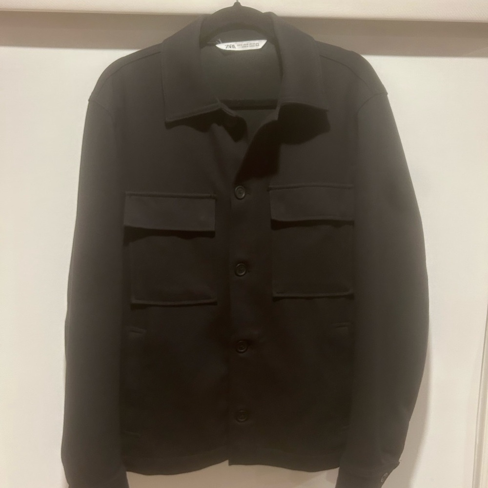Men's Zara Black Button-Front Utility Jacket